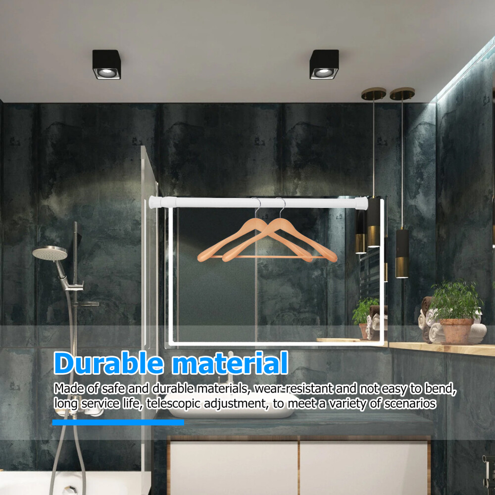 Multi- function Closet Rod Shower Curtain Rail Telescopic Rod No Punching