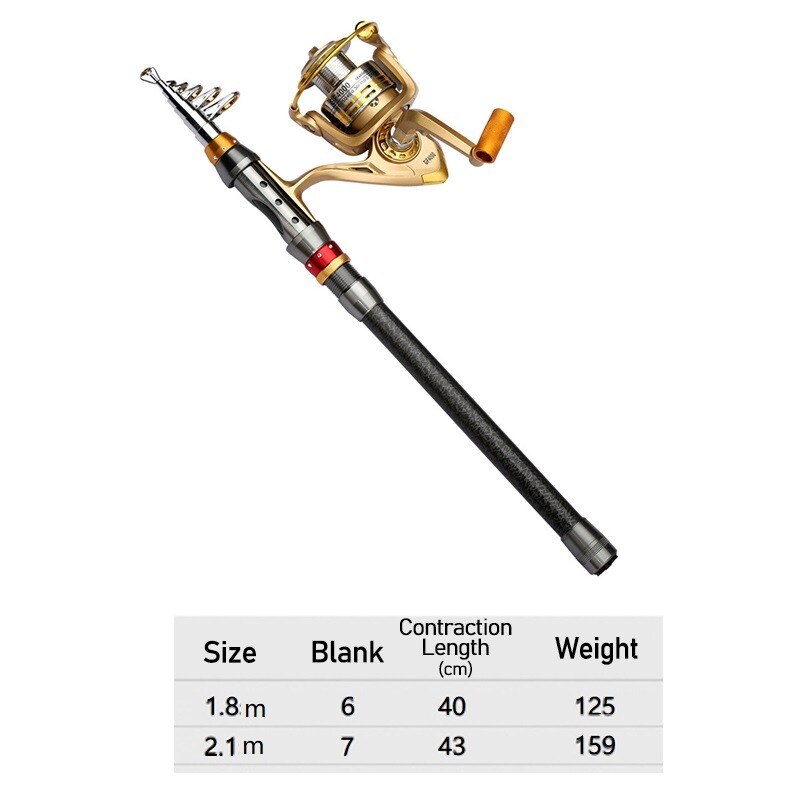 Carbon Fiber Telescopic Fishing Rod Sea Saltwater Portable Spinning Pole 3.6M