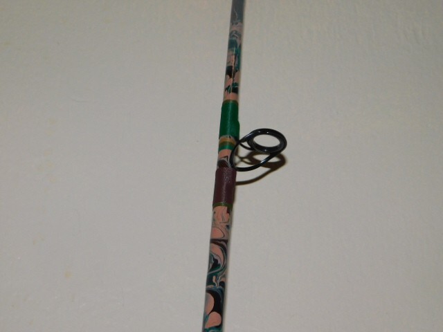 CUSTOM SPINNING ROD OLIVE GREEN TAN BROWN CAMOFLAUGE MARBLE 10-25 LB 7′ NEW