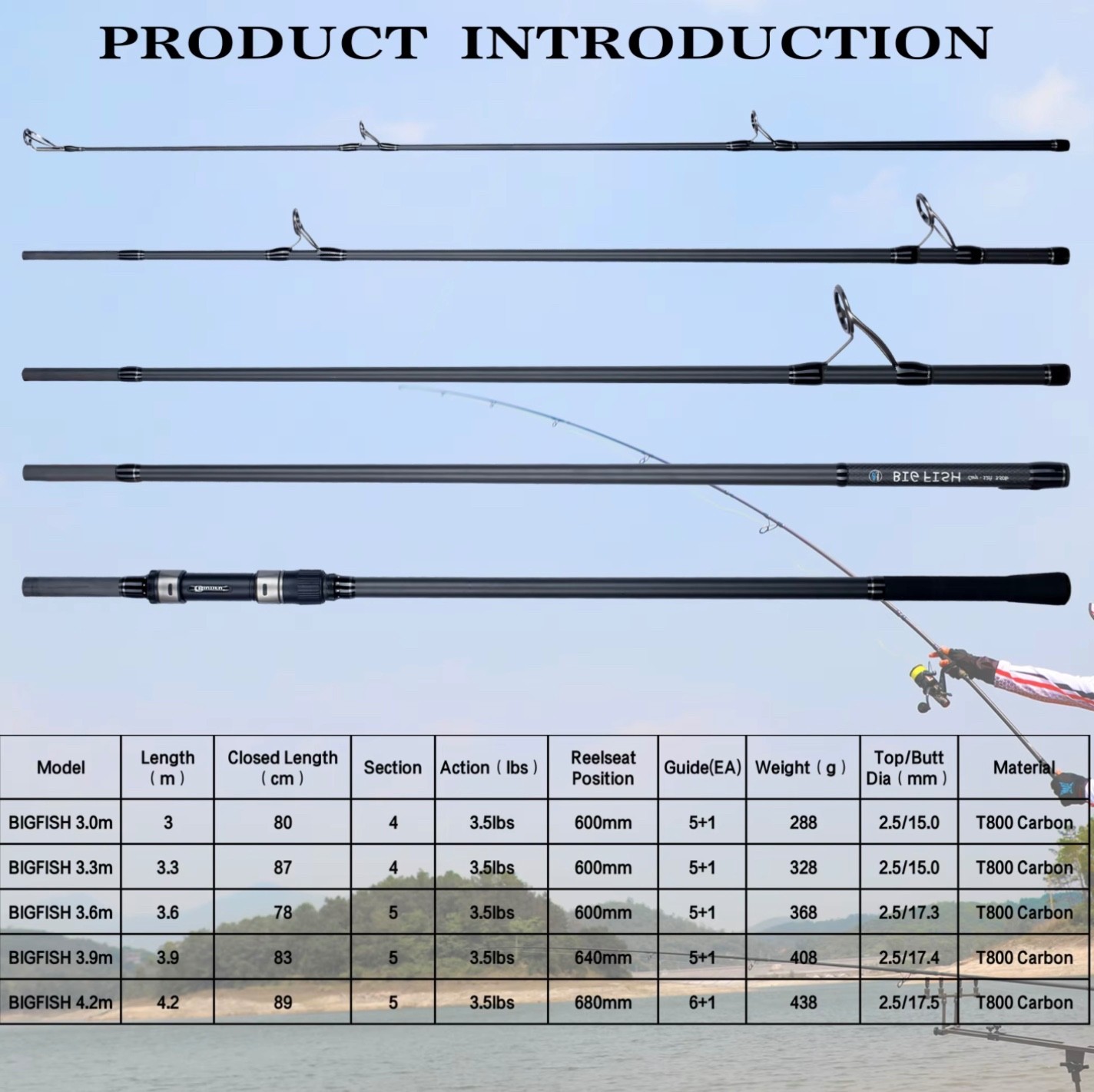 Big Fish Vacation Travel Fishing Rod Carp Coarse Freshwater Rods Various