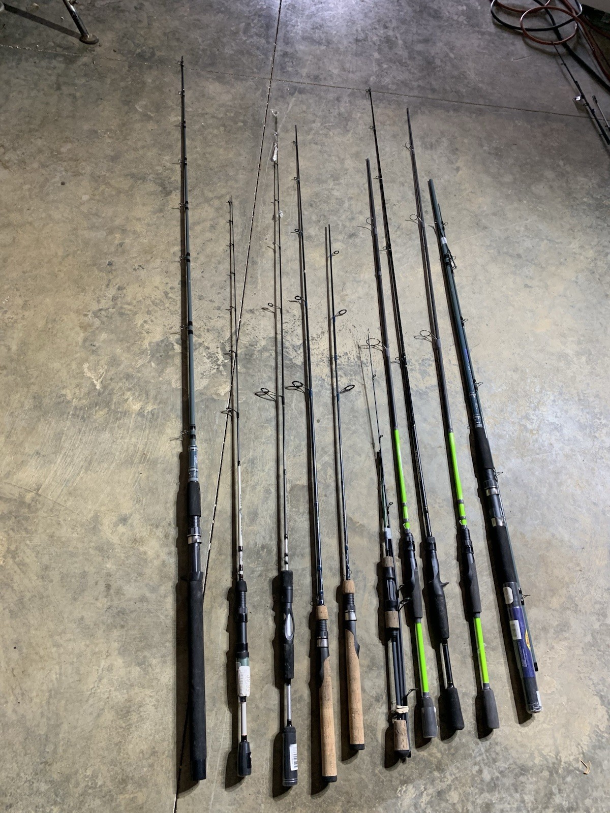 LOT OF 10 BASS PRO SHOPS FISHING RODS (BROKEN)