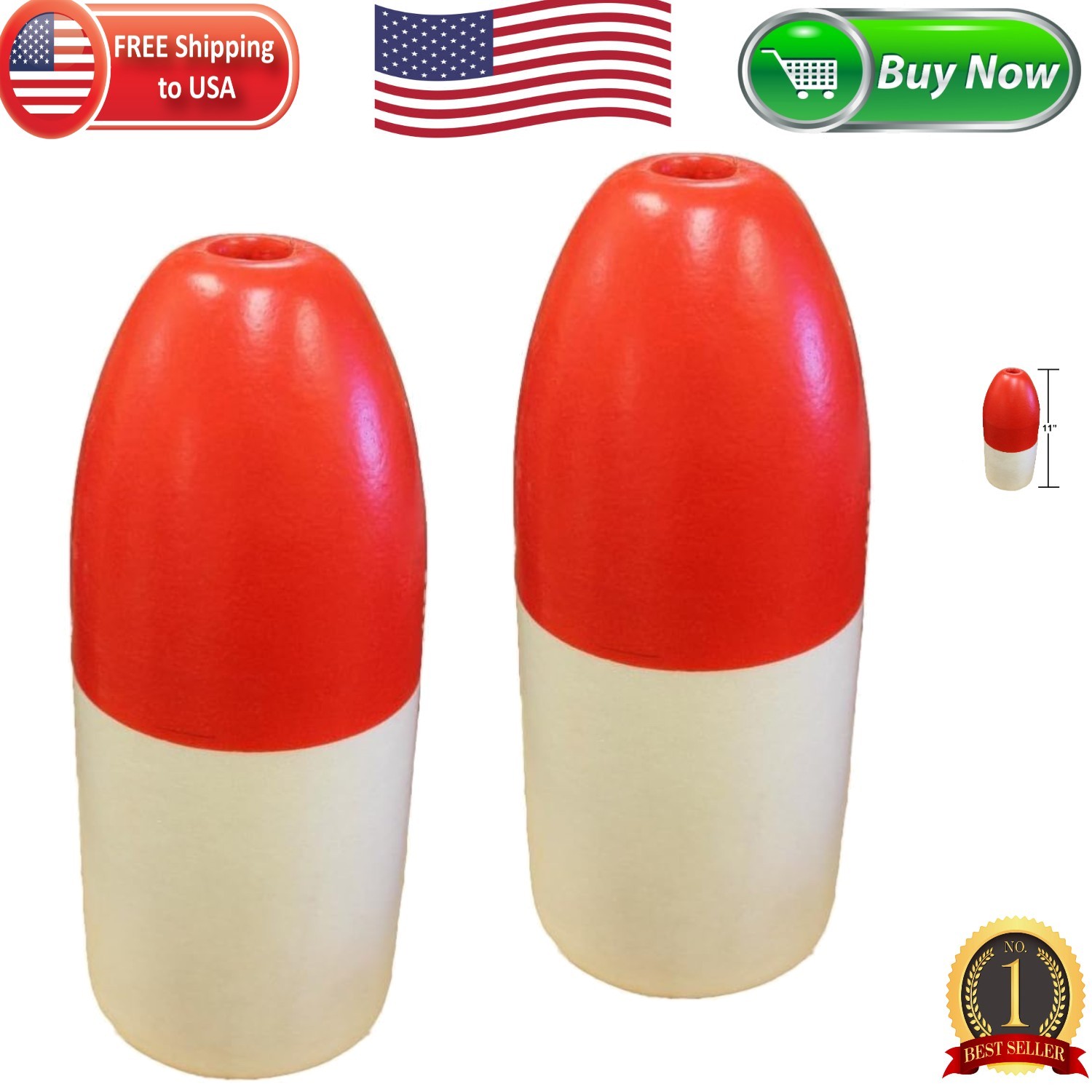 Compact Red and White Float – Perfect 5×11 Inch Marker for Fishing & Boating