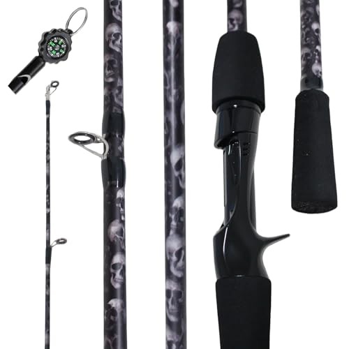 6’6″ Fiberglass Casting Rod – 2-Piece Skull Design – Durable & Sensitive