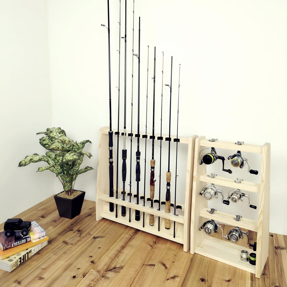WOOD WORKS Double-Sided Rods for 19 Rods, Assembled, Natural/Black
