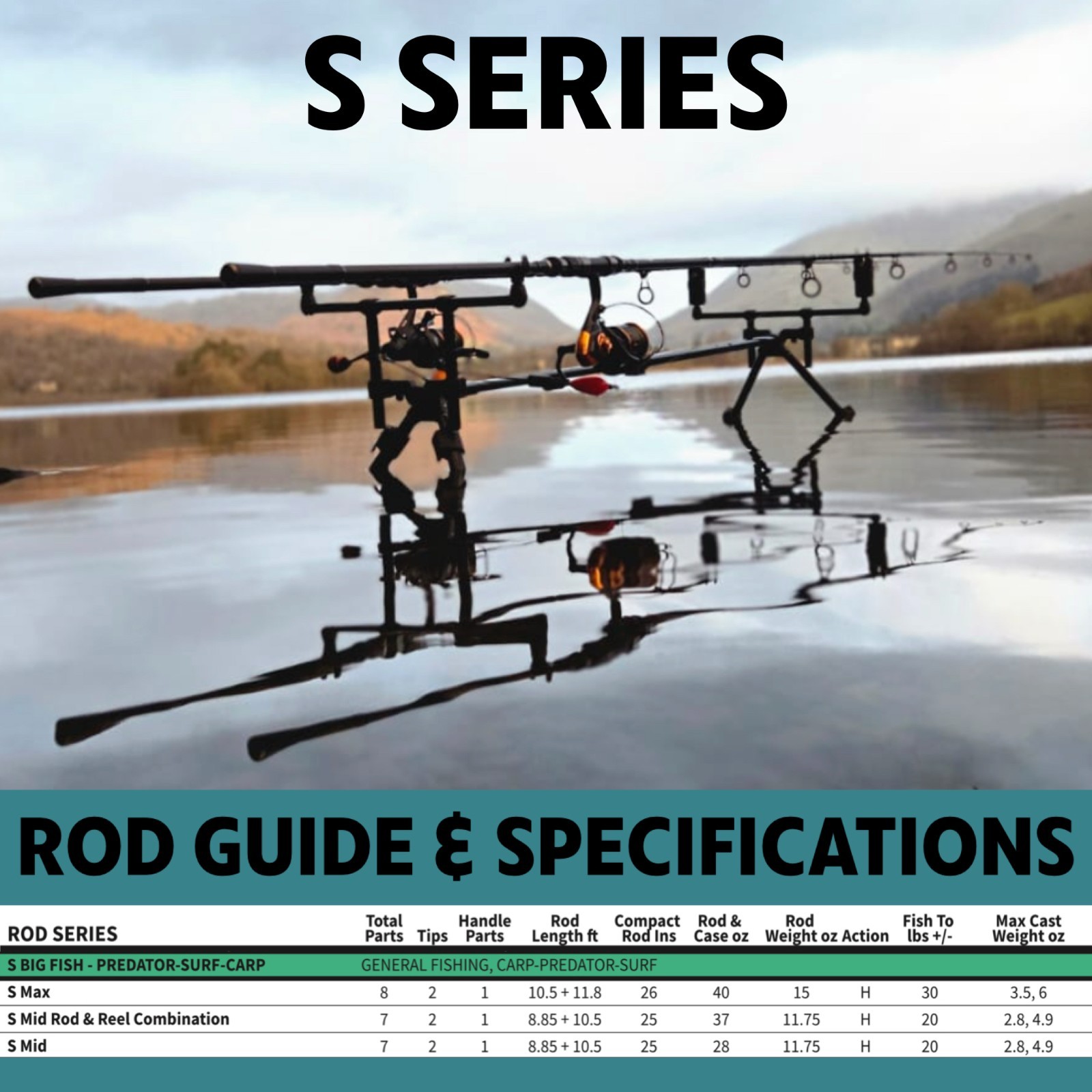 S MID Strong Predator Carp Travel Fishing Rod & Case 10.5′ Light-Sea,freshwater