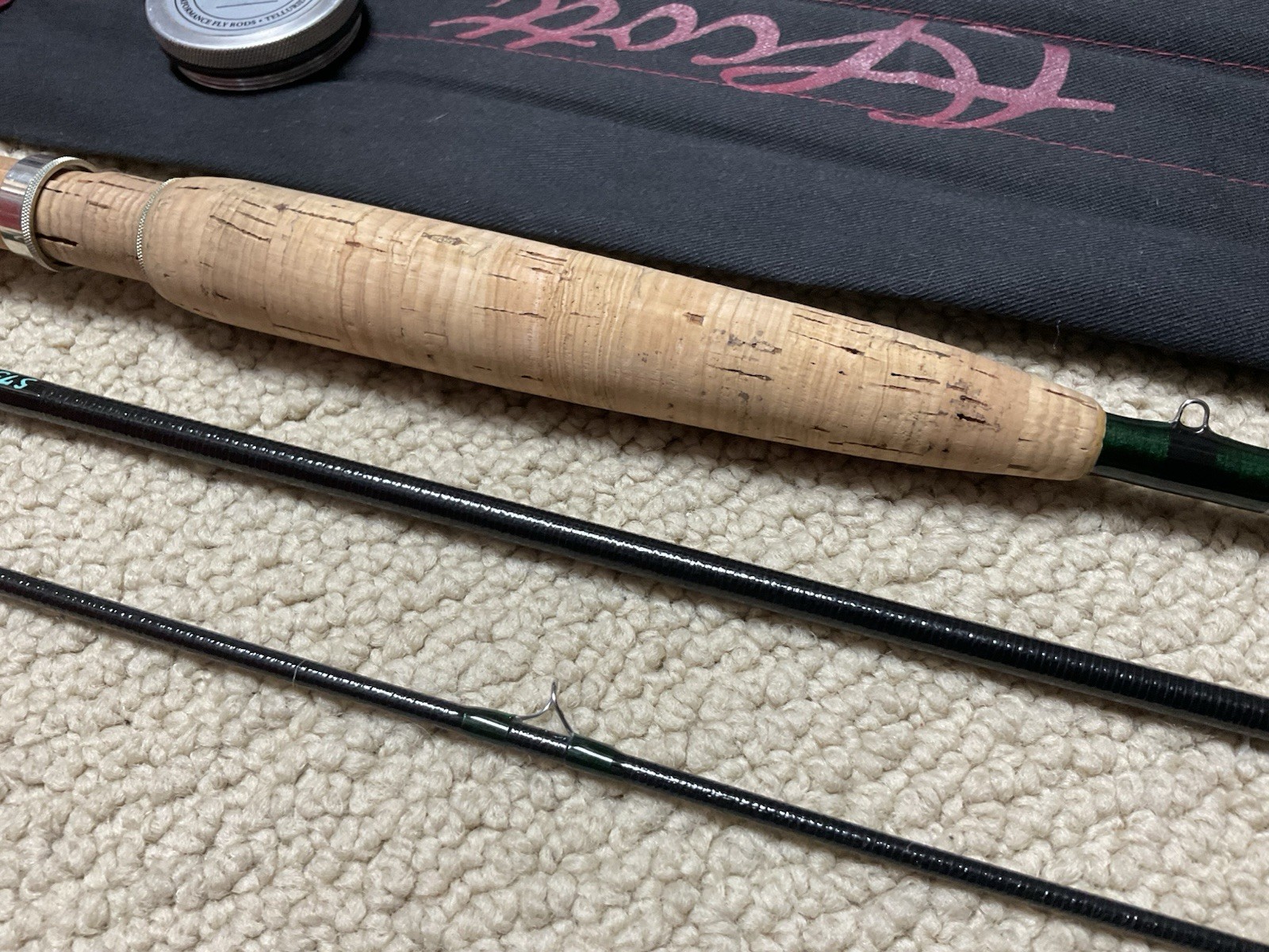Vintage Scott F703/3 Fly Rod 7′ 3wt 3pc Black Fiberglass Telluride **NICE**