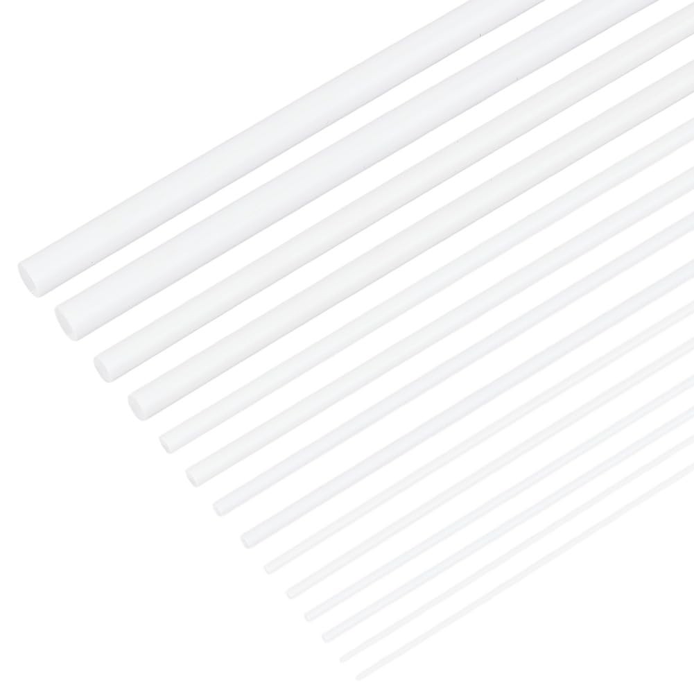 48Pcs 7 Styles Round ABS Plastic Rod Solid Acrylic Dowel Rods ABS Styrene Pla…