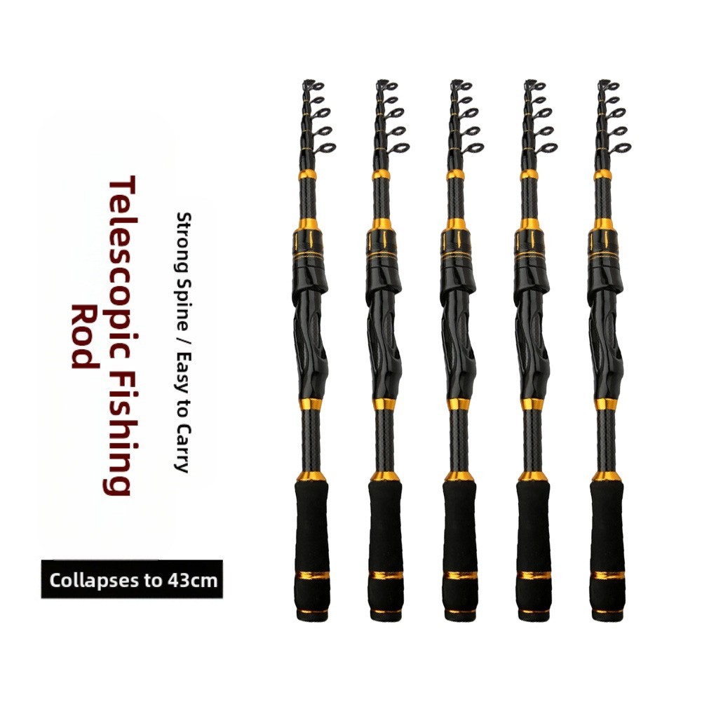 Telescopic Fishing Rod Camping Fishing 2.4m Telescopic Rod 43cm Compact Size