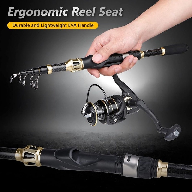 Telescopic Fishing Rod Carbon Fiber Sensitive Durable Guides Portable Carry Bag