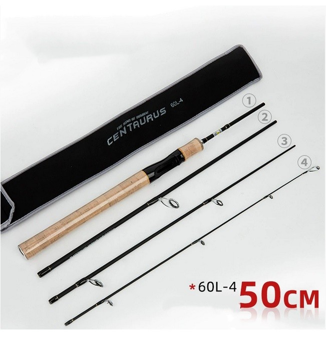 Portable Fishing Rod Spinning Rod 4 Sections Carbon Casting Rod Lure Fast Pole
