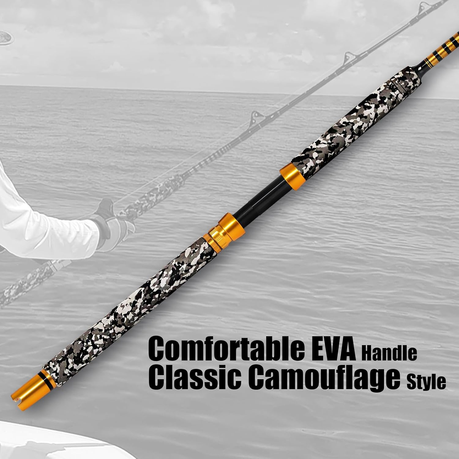 1-Piece Saltwater Offshore Trolling Rod 6-Feet Big Game Rod Conventional Boat Fi