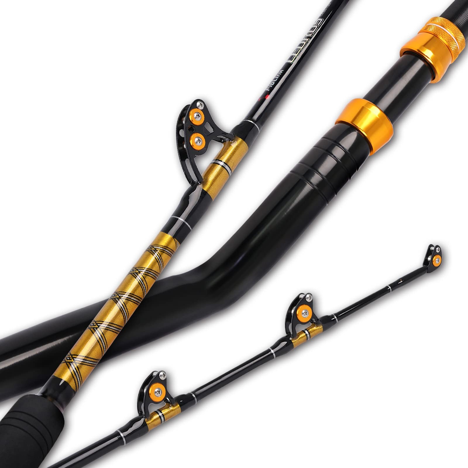 Fiblink Bent Butt Fishing Rod 2-Piece Saltwater Offshore 6’6″ – 2pc, Black