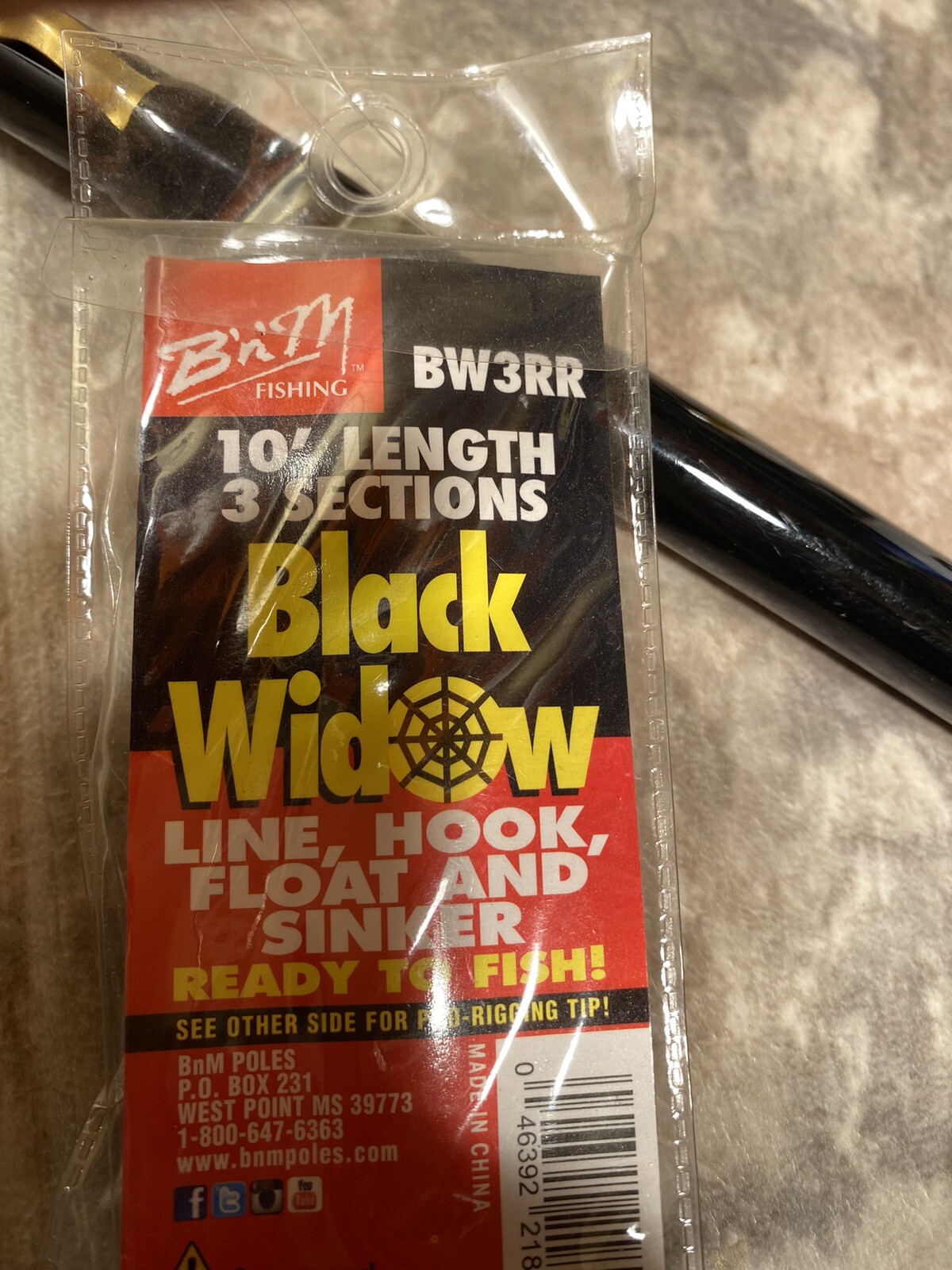 B n M Fishing BW3RR New 10’ 3 sections Black Widow Line,hook and float &sinker