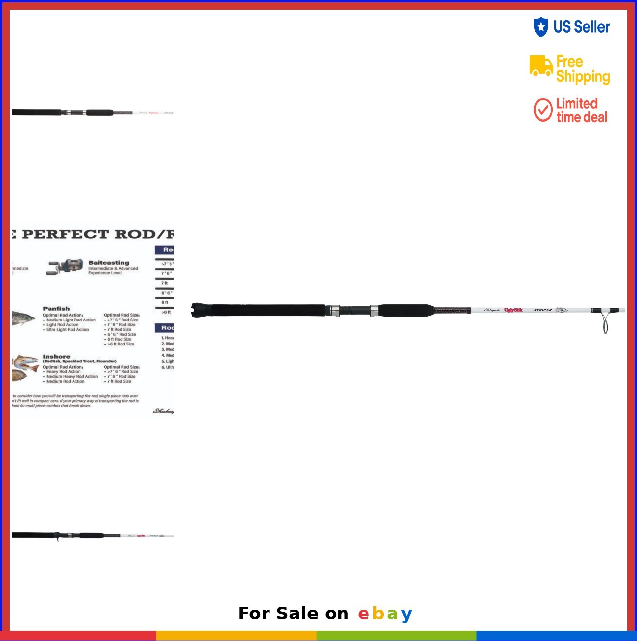 7′ Medium Heavy Casting Rod Striper Fishing Pole Clear Tip Stainless Steel