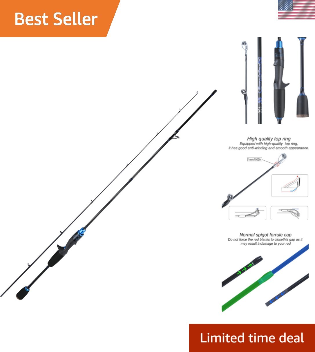 6ft Ultra-Sensitive Carbon Spinning Rod with EVA Grip – Perfect for Trout