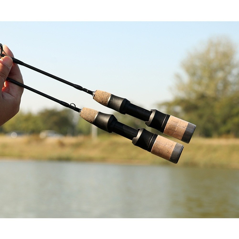 Compact Telescopic 60CM Ice Fishing Rod Carbon Fiber with Dual Tip Shrimp Pole