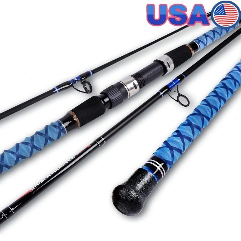 Carbon Fiber Surf Fishing Rod Spinning 3-Piece Sensitive Durable Travel Rods New