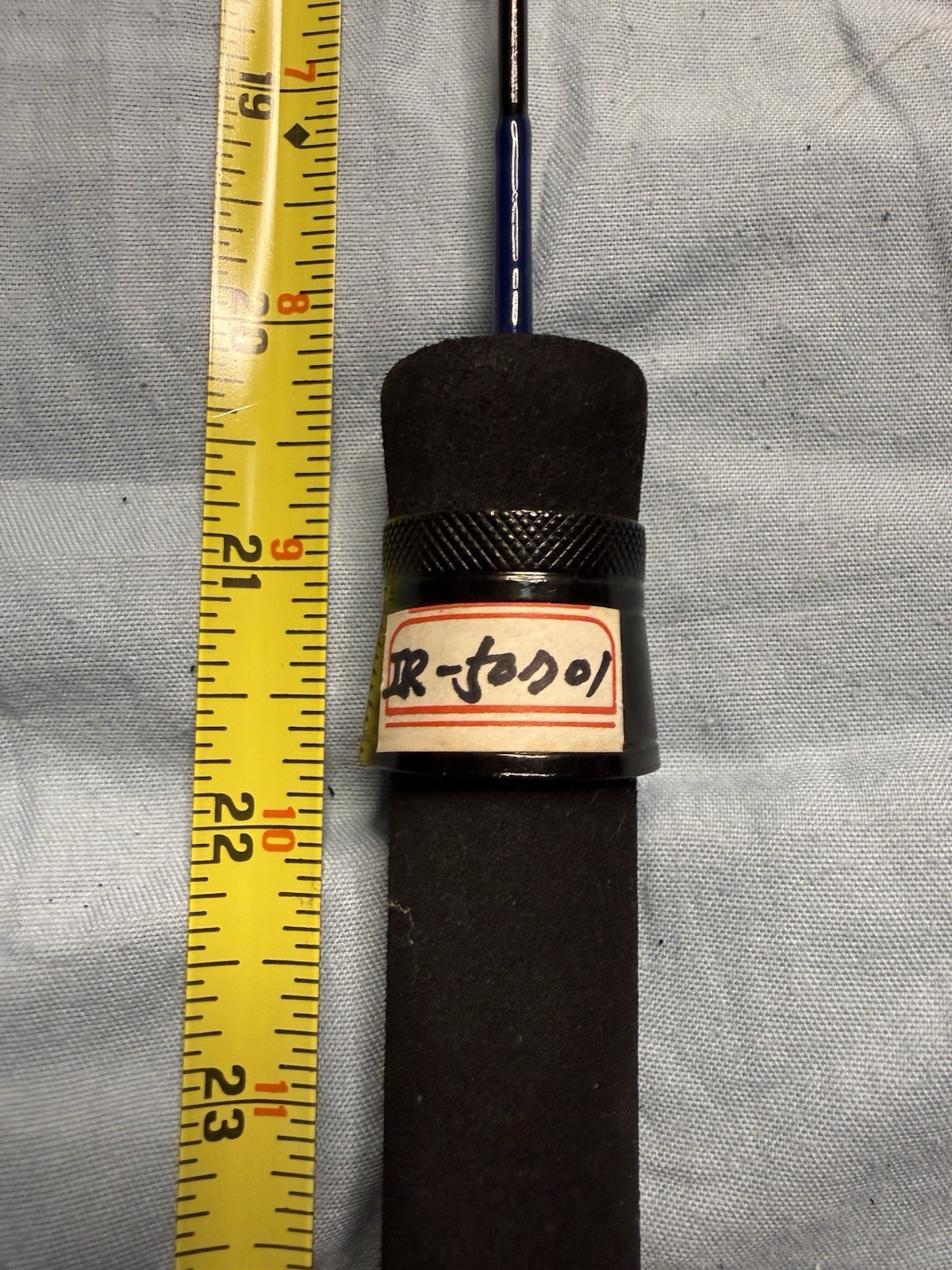 Custom Short Ultralight Spinning/Ice Rod 27″ Foam Grip Blue Orange Guides