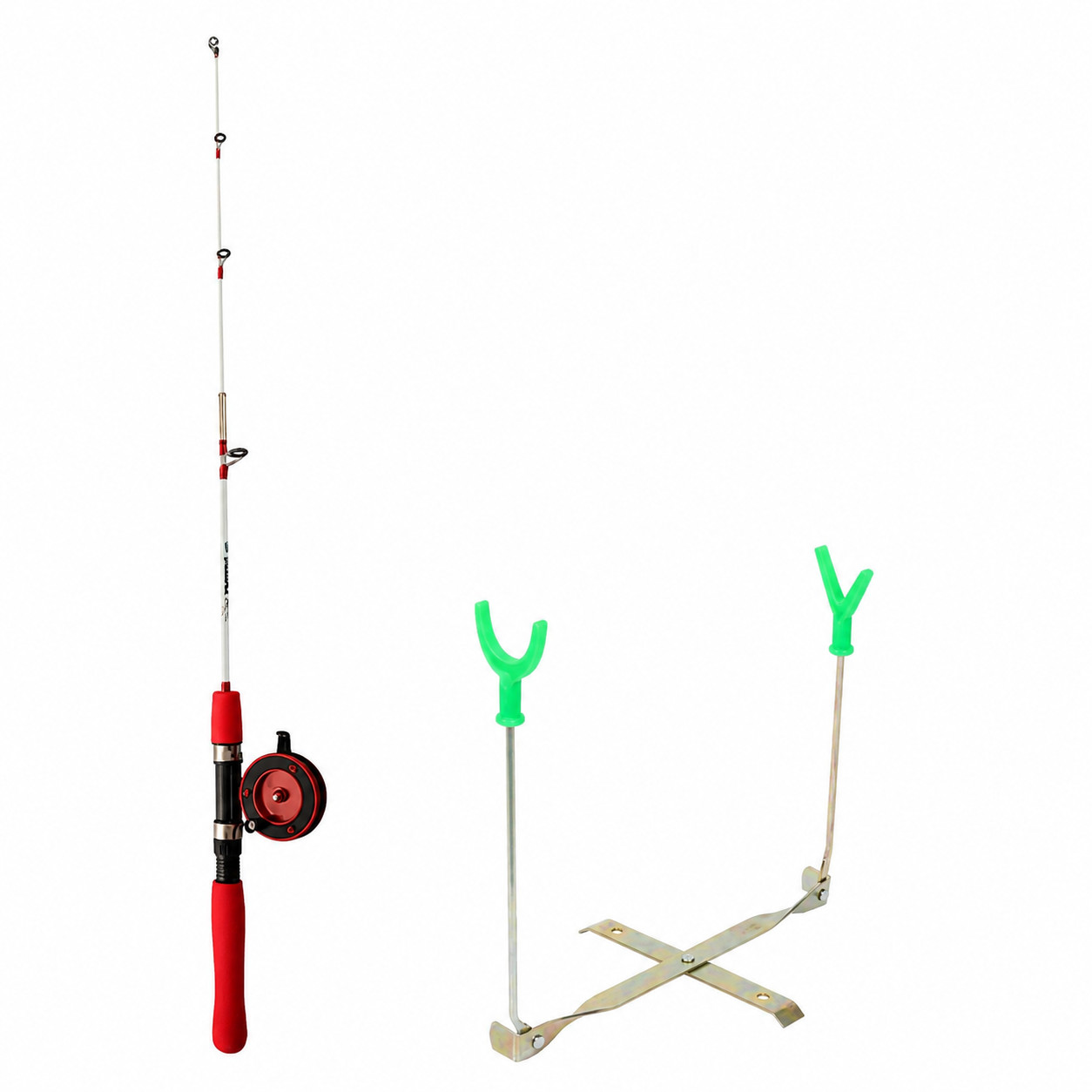 Panfish Ice Fishing Rod Set, 1.2m Fiberglass Ice Fishing Combo with Spinning