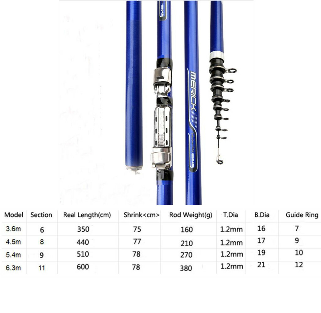 Telescopic Fishing Rods 3.6M-6.3M Carp Fishing Rods Hard Pole Carbon Fiber Rod