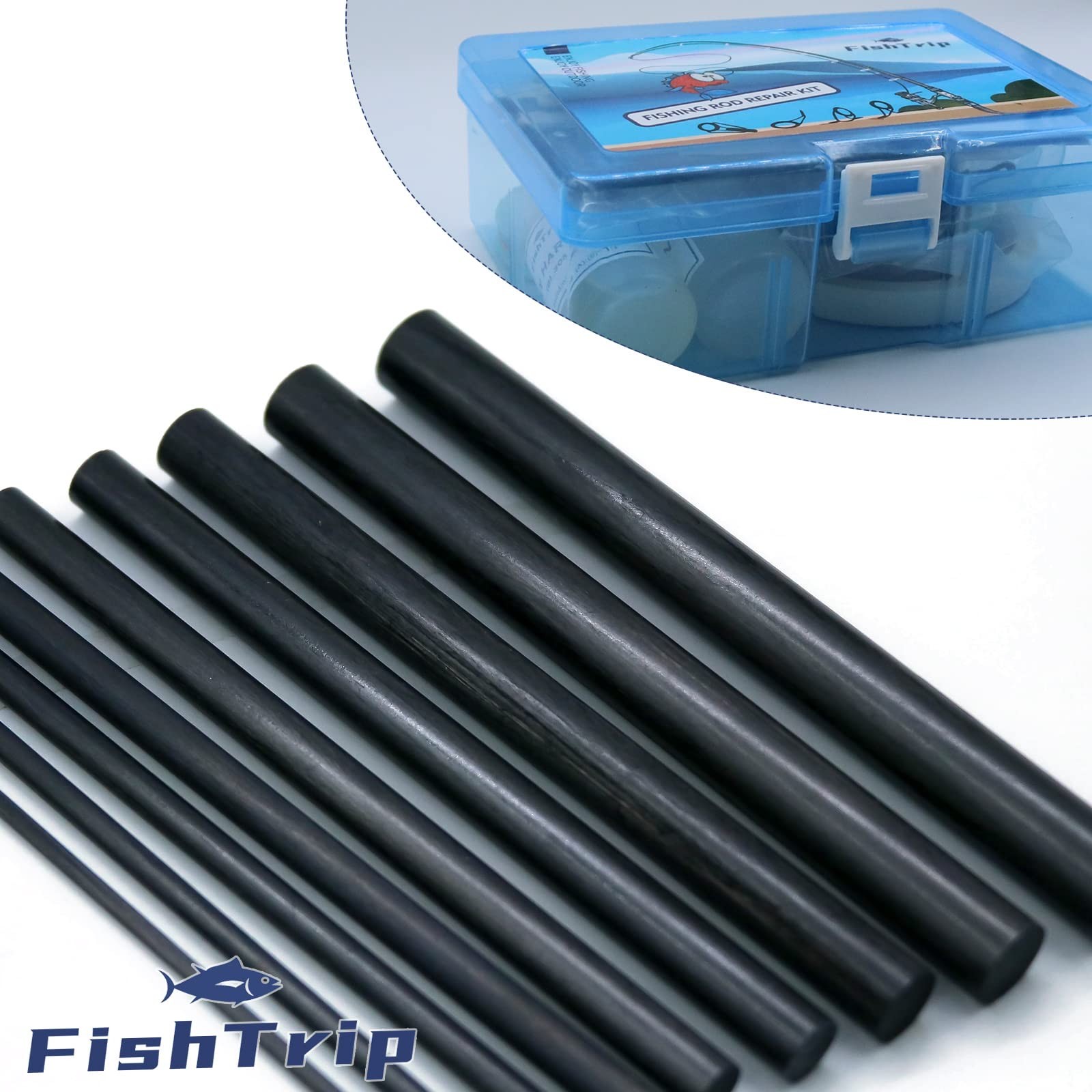 Fishing Rod Repair Kit Complete with Epoxy10pcs Carbon Fiber Stick Pole Building