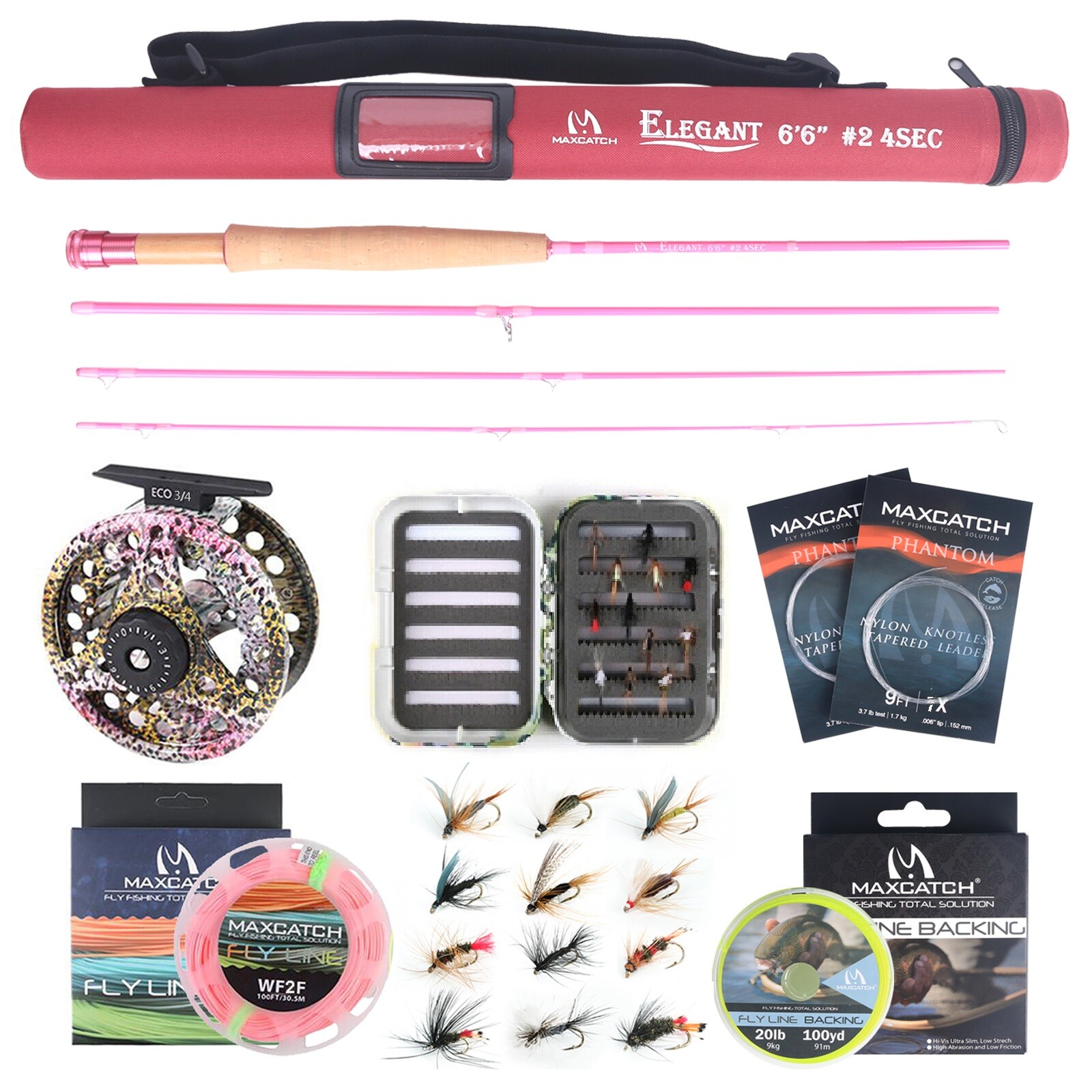 Women’s Elegant Pink 2wt/5wt Medium-Fast Action Fly Fishing Rod Combo