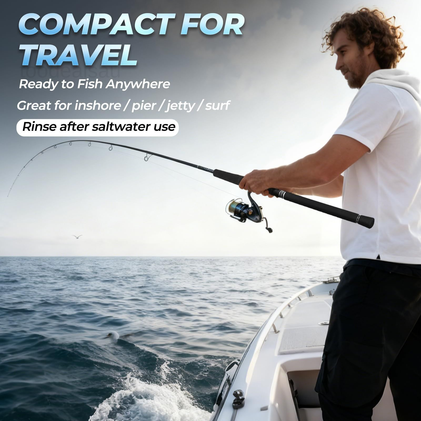 4-Piece Travel Spinning Fishing Rod, 4Piece-Spin-7’0″-H-MFast, black