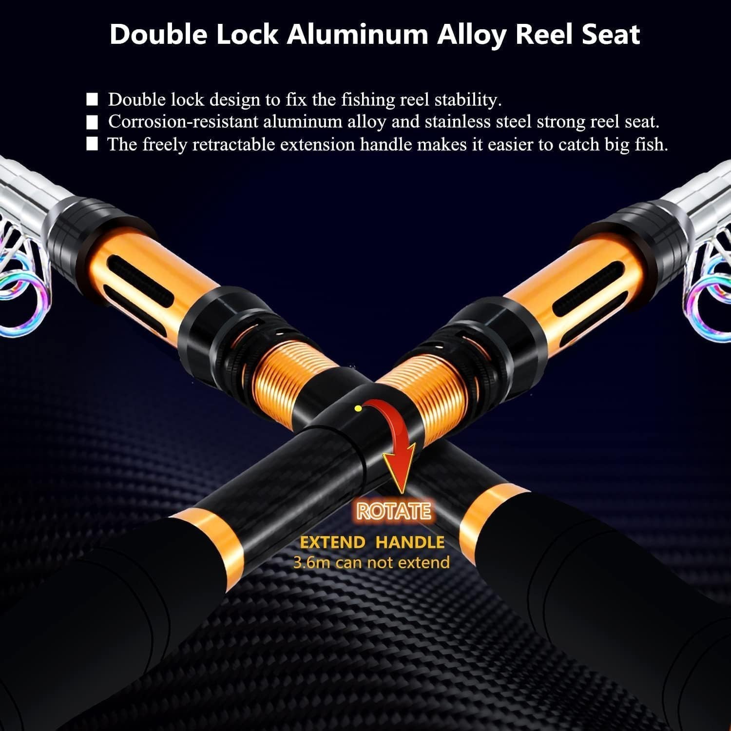 Portable Fishing Spinning Rod and Reel Combo Set Carbon Fiber Fluorescent Rod…