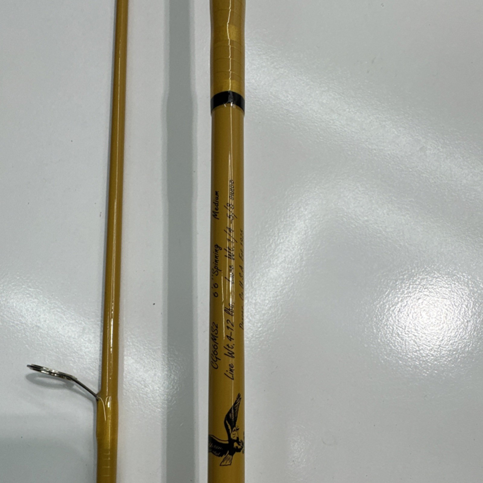 Eagle Claw Crafted Glass Spinning Rod 6’6″ Medium Fiberglass 2-Piece Yellow