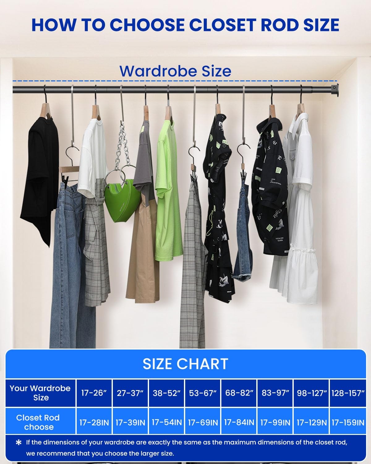 Supforce 2 Pack Closet Rods 17-84″ Adjustable Heavy Duty Clothes Hanging Rod