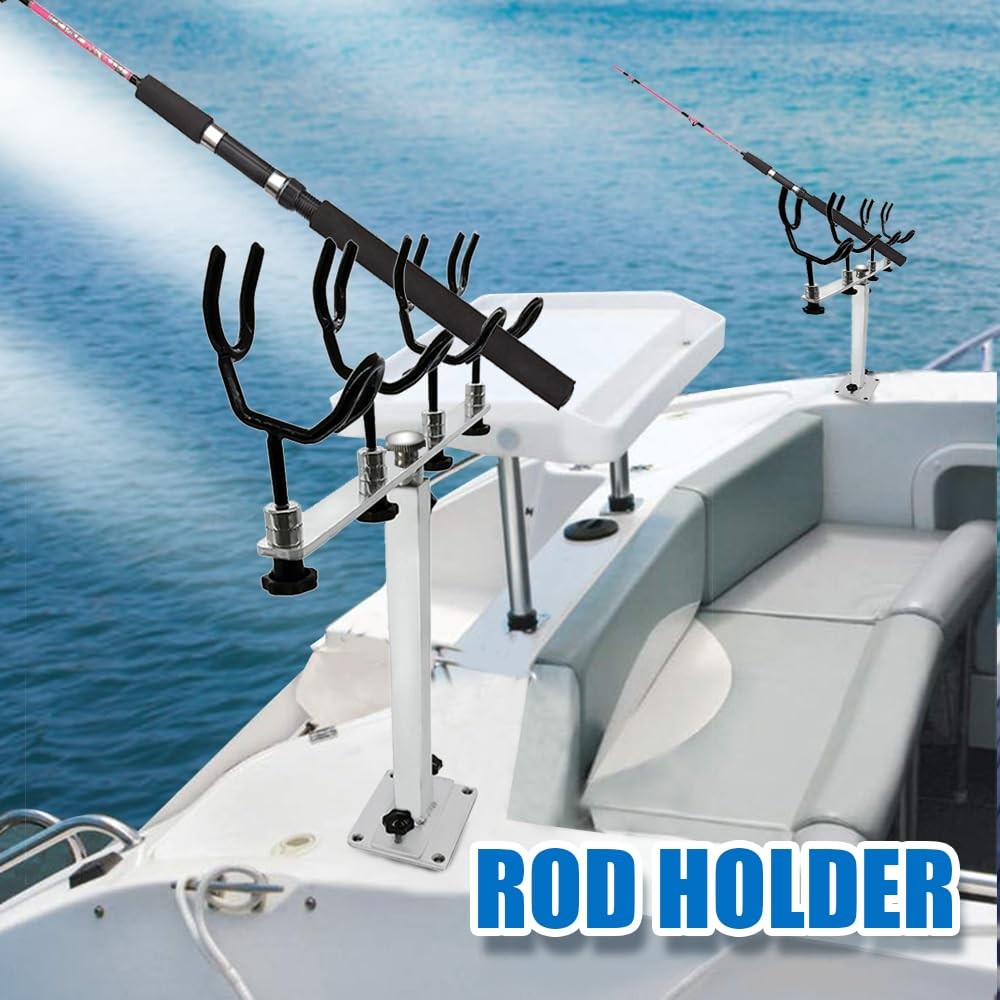 Mojiate PVC Coated Fishing Rod Holder Aluminum Large, silver
