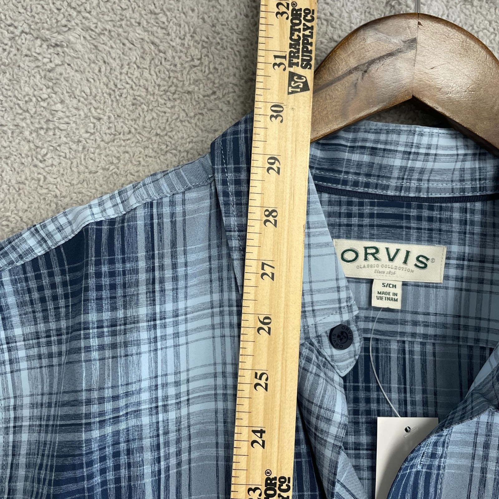 NEW Orvis Men’s S Tech Shirt Blue Plaid UPF 30+ Quick-Dry Button Up Outdoor