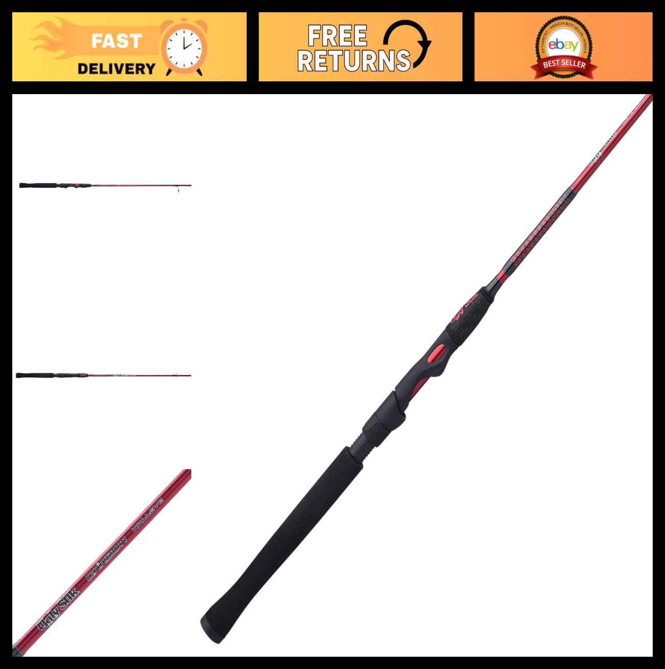 Carbon Walleye Spinning Fishing Rod – Lightweight, Durable, Perfect for Anglers