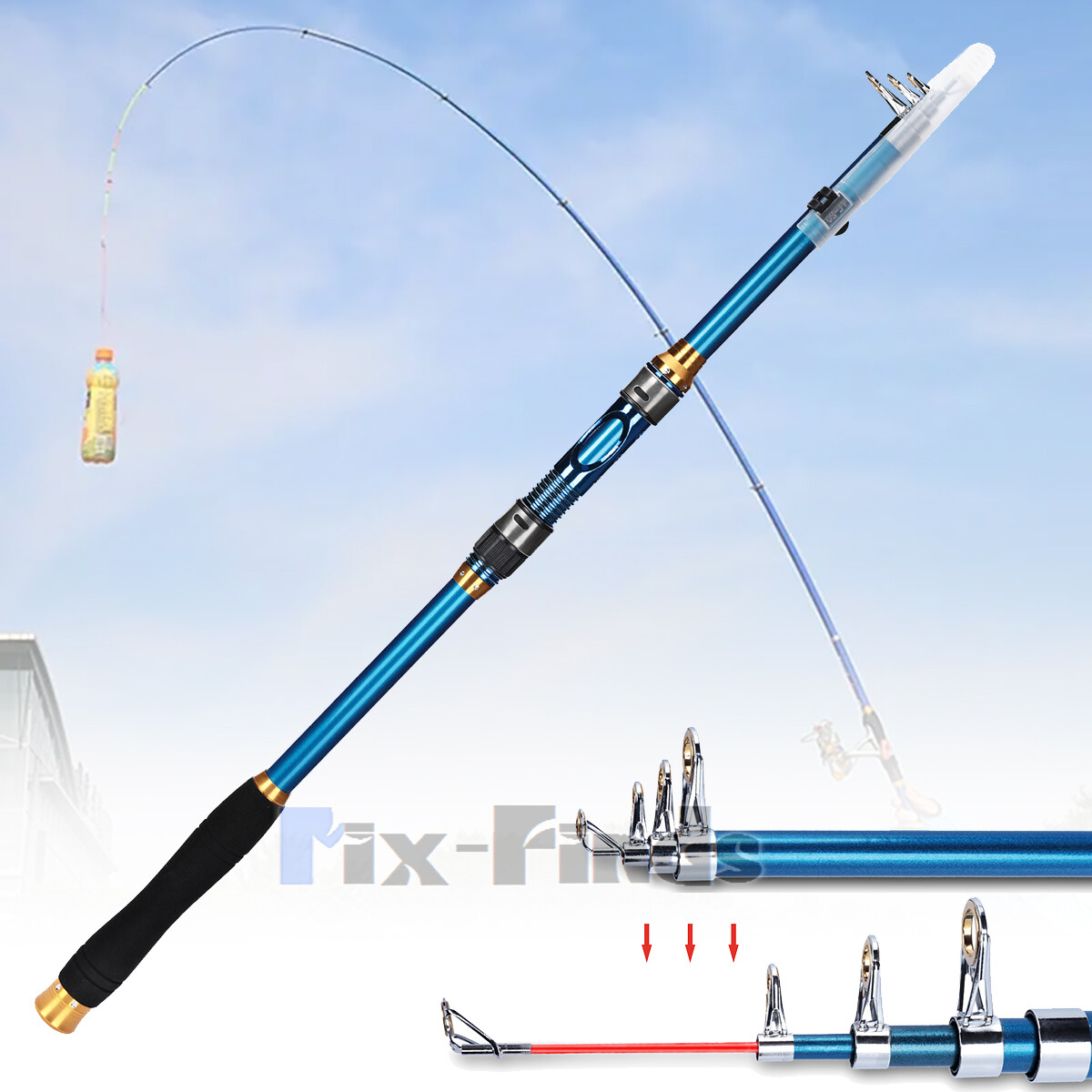 7FT Carbon Fiber Telescopic Fishing Rod Sea Saltwater Portable Spinning Pole Kit