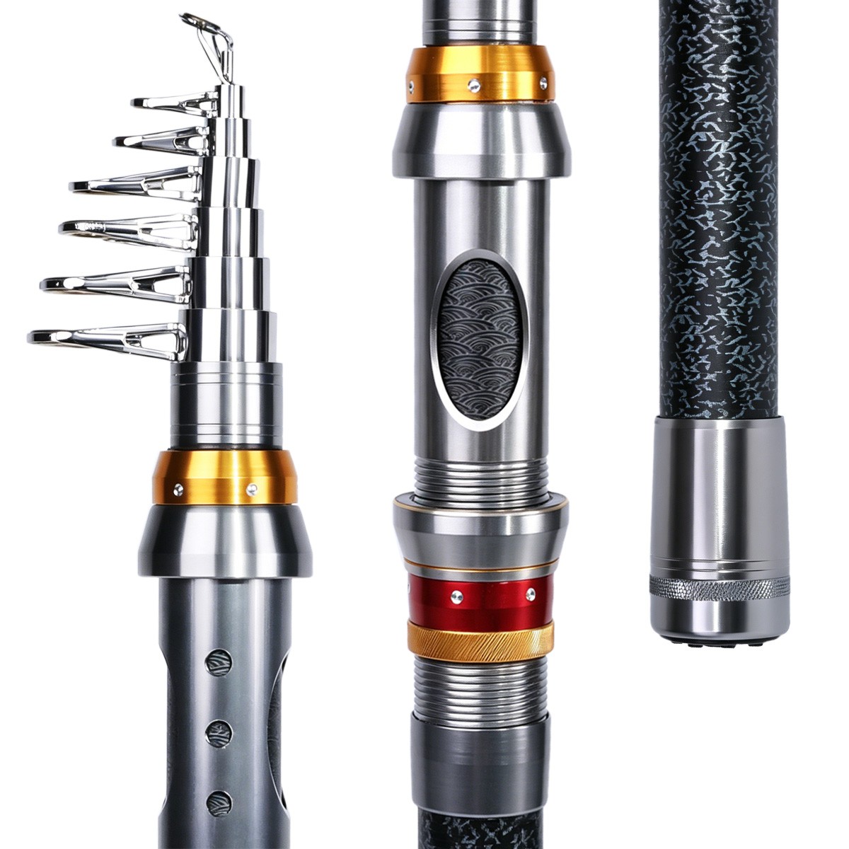 Carbon Fiber Fishing Rod Portable Spinning Pole Telescopic Fishing Rod Saltwater