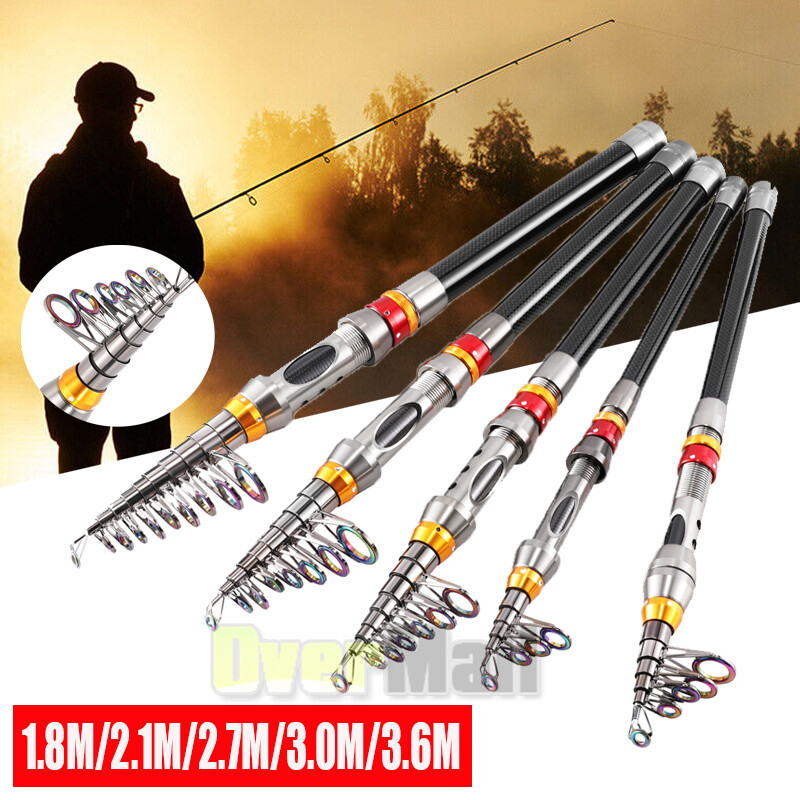 Carbon Fiber Telescopic Fishing Rod 3.6m Retractable Folding Poles for Saltwater