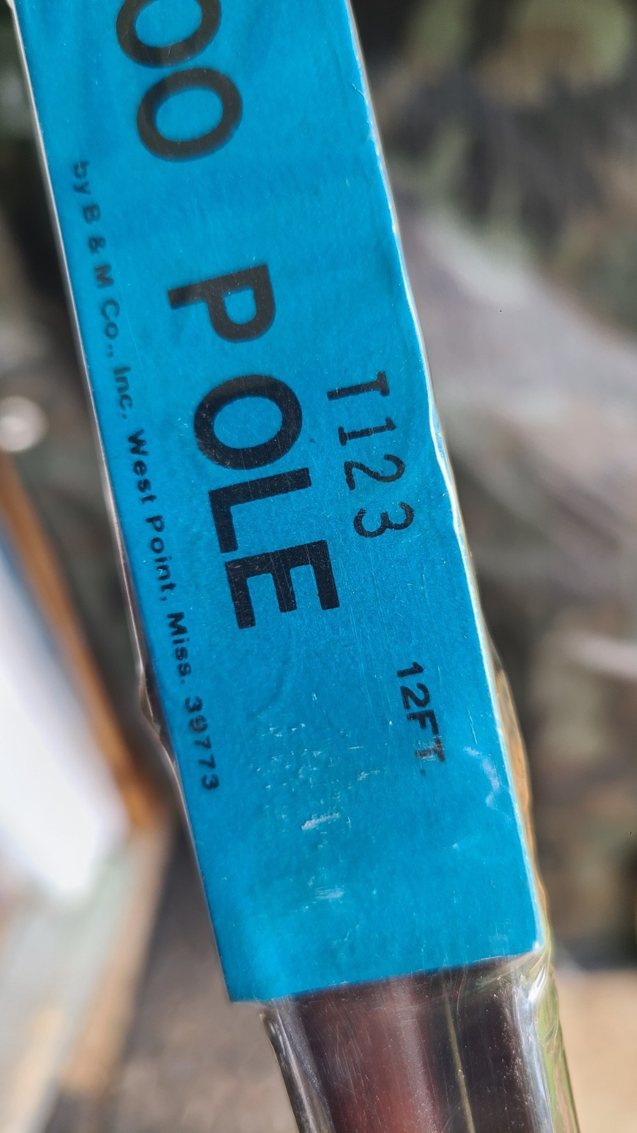 Vintage B & M 12′ Bamboo Pole. T123. West Point Miss. NOS Fishing NOS