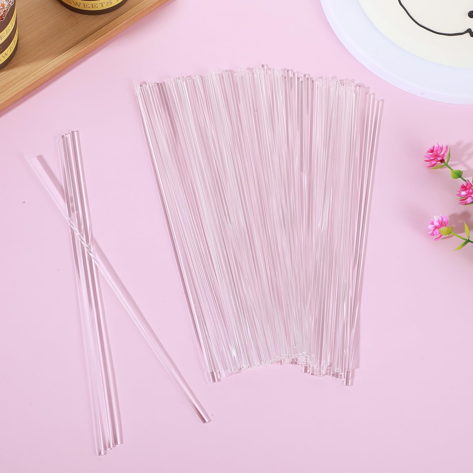 120 PCS Flat Clear Cupcake Topper Sticks, 8 Inch 2 mm Diameter Clear Acrylic …