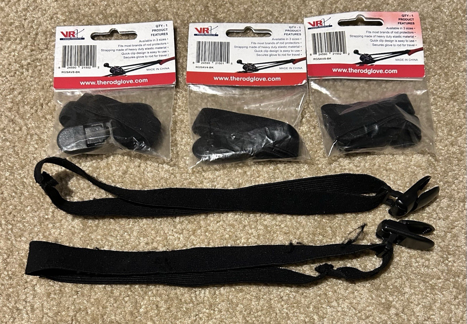 5 Assorted Rod Glove Saver Elastic VR Fishing Products 8” And 4”