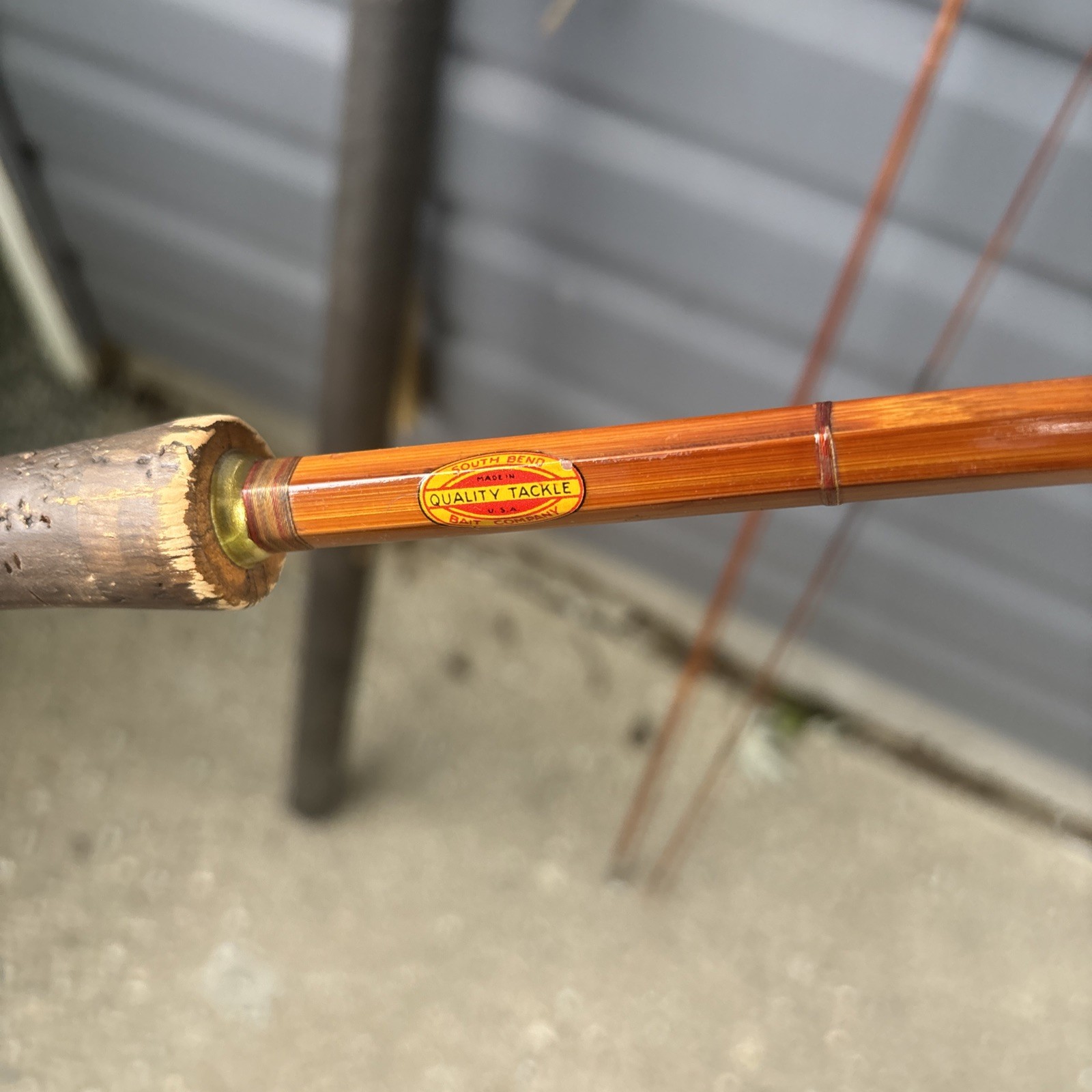 South Bend 359-9′ Bamboo Fly Rod 9 ft 3pc Cork Handle Vintage Brown