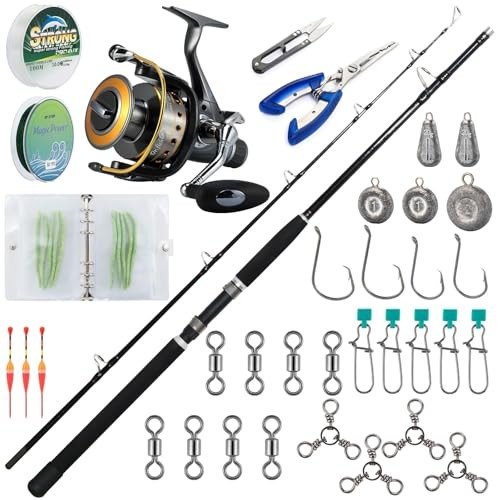 Catfish Rod and Reel Combo 7ft Spinning Trolling Rod Heavy Duty Catfish