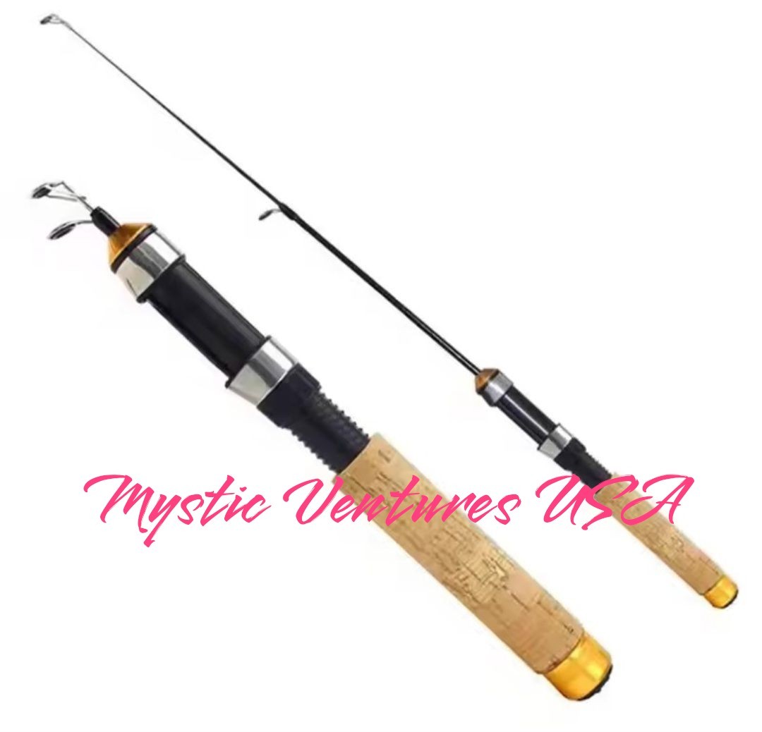 Telescopic Ice Fishing Rod New 60cm (24″) Packs Down To 10″ – Cork Handle Med-Lt
