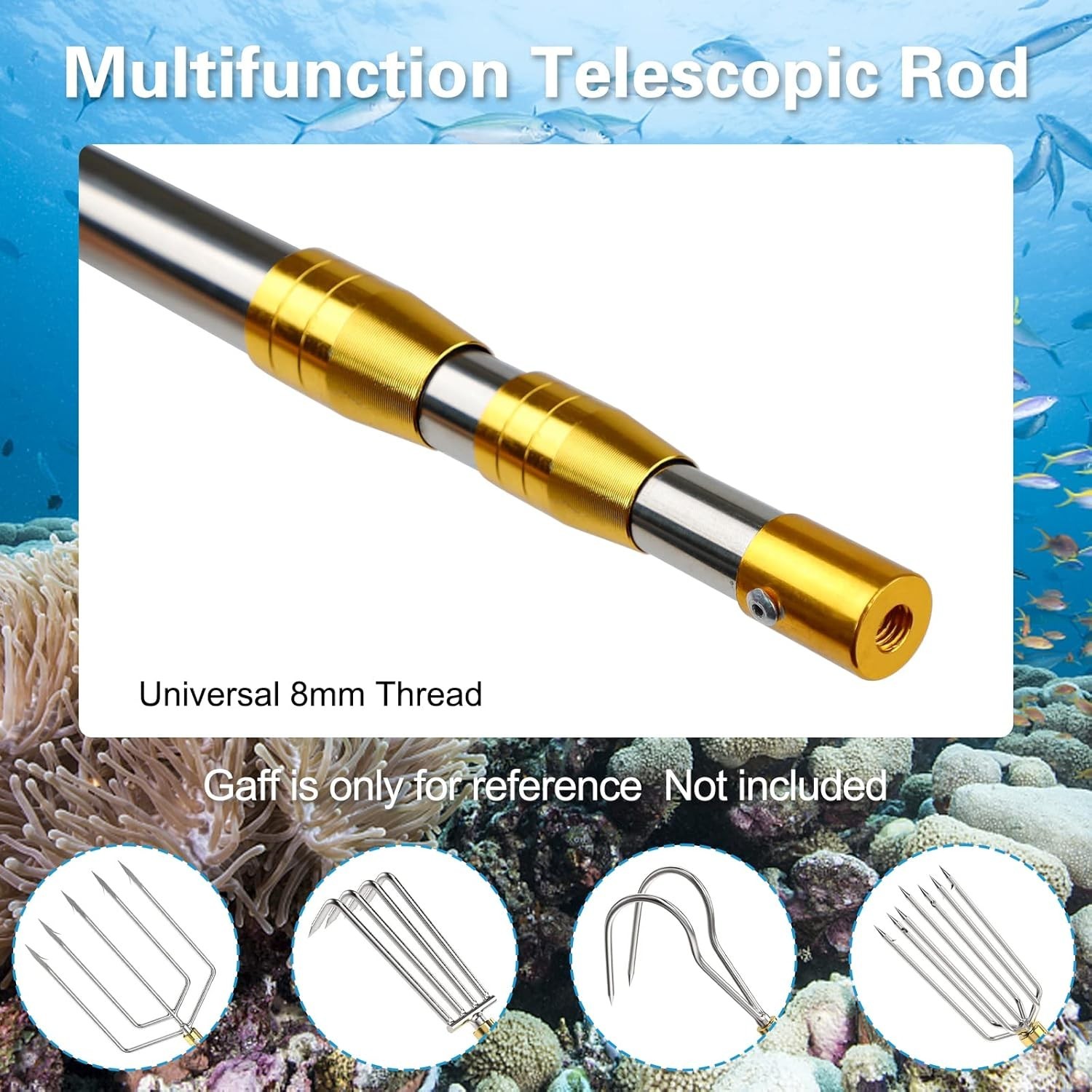 Long Stainless Steel Telescopic Rod ，Replaceable Harpoon, Telescopic Rod can …