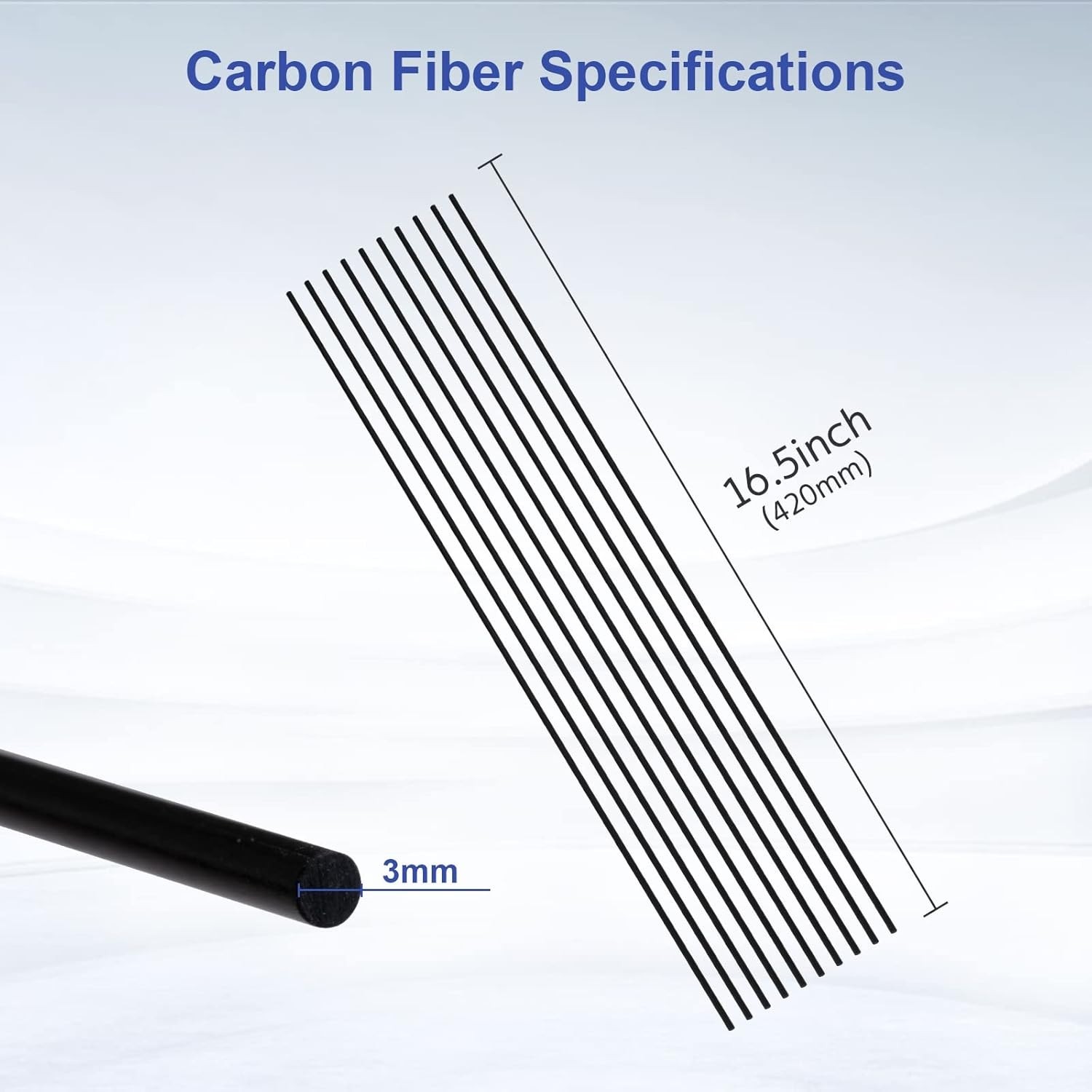 Professional Grade Carbon Fiber Rods 3x420mm – 10 Pack for Crafting Excellence
