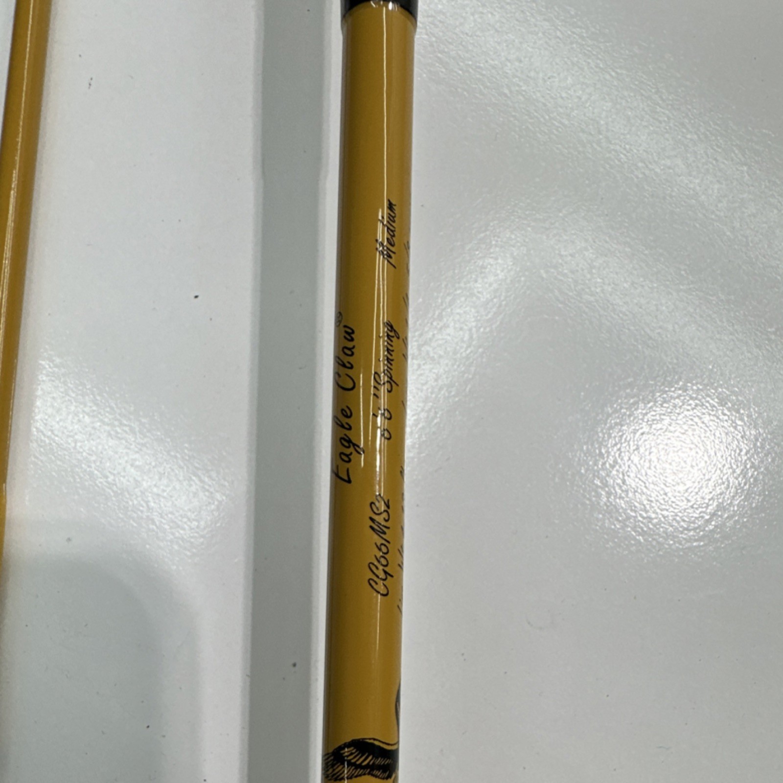 Eagle Claw Crafted Glass Spinning Rod 6’6″ Medium Fiberglass 2-Piece Yellow