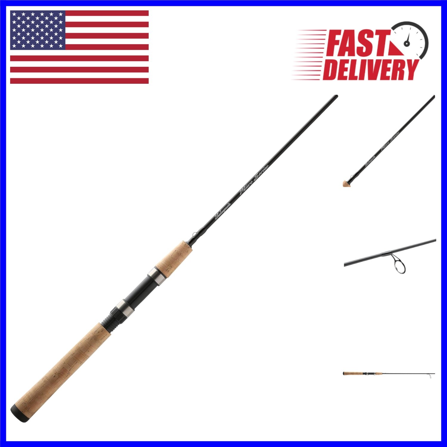 Durable 5.5ft Micro Spinning Rod – 6 Stainless Steel Guides for Smooth Casting