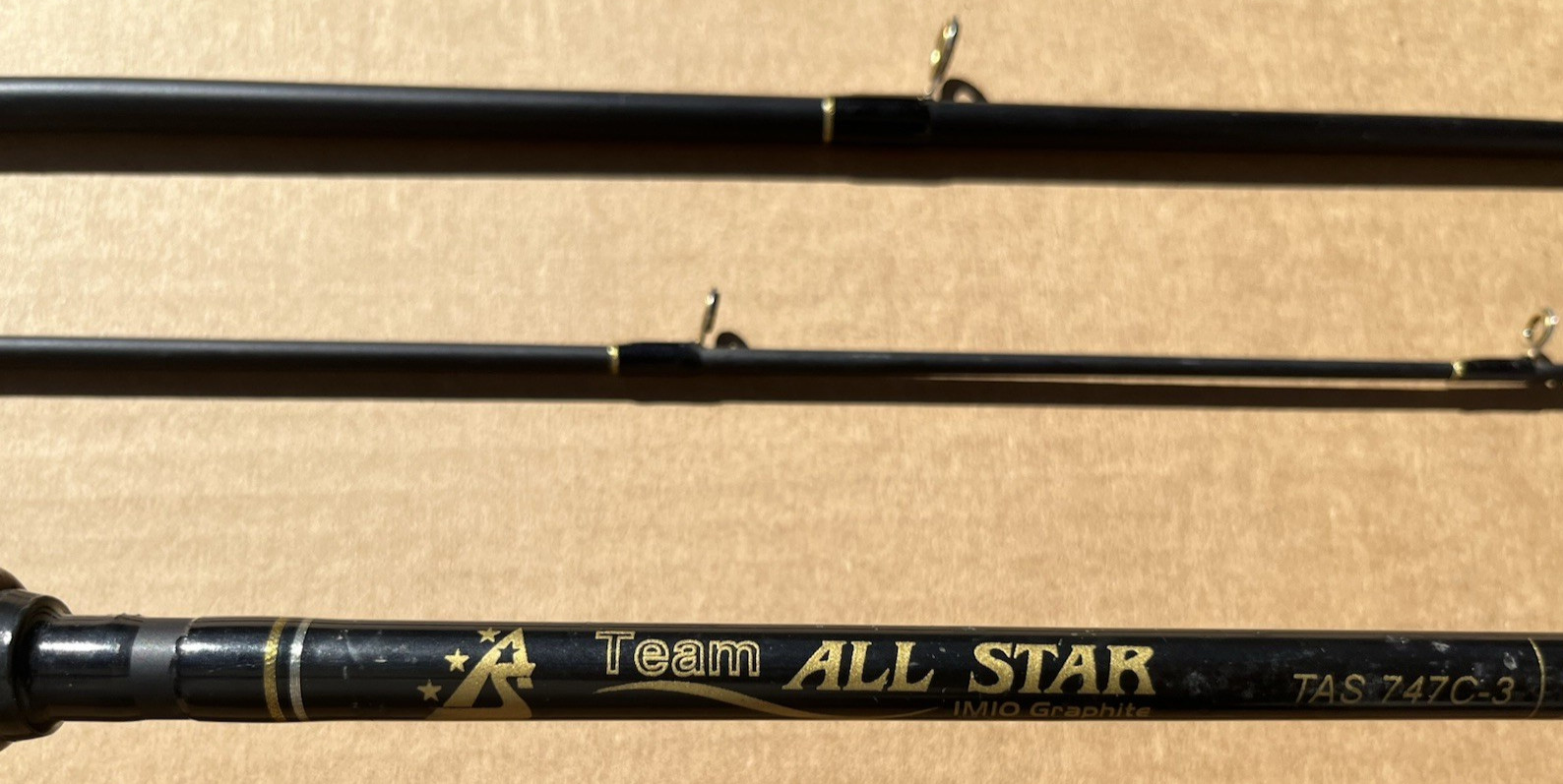Vintage All Star IM 10 TAS 747C-3 12-30 line wt. 1/2-3 oz. 6′ 2″ 3 pc. Casting