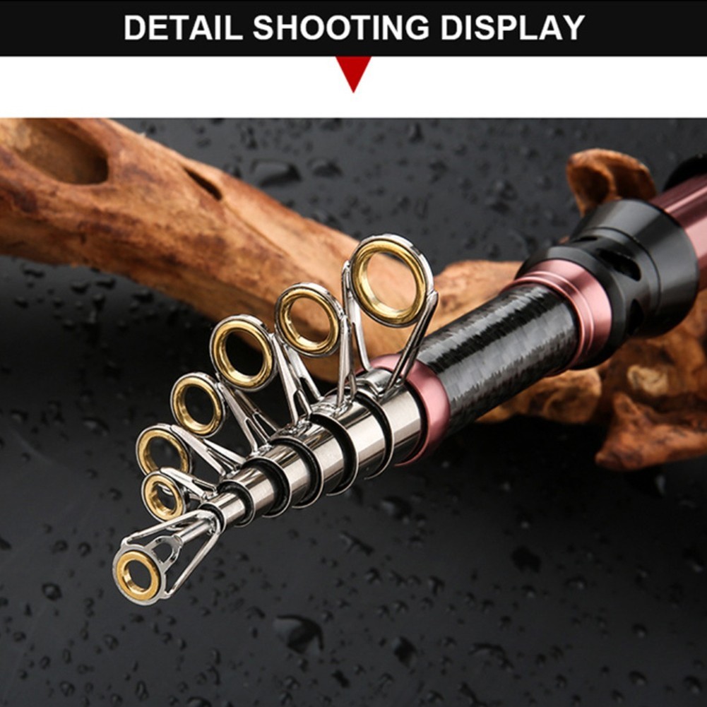 Carbon Fiber Shrink Fishing Rod Black Pink 1 8m 3 0m Sea Pole With Smooth Ring