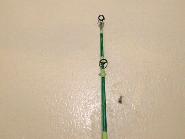CUSTOM SPINNING ROD GREEN LIME SPARKLE MARBLE 20-40 LB 7′ NEW