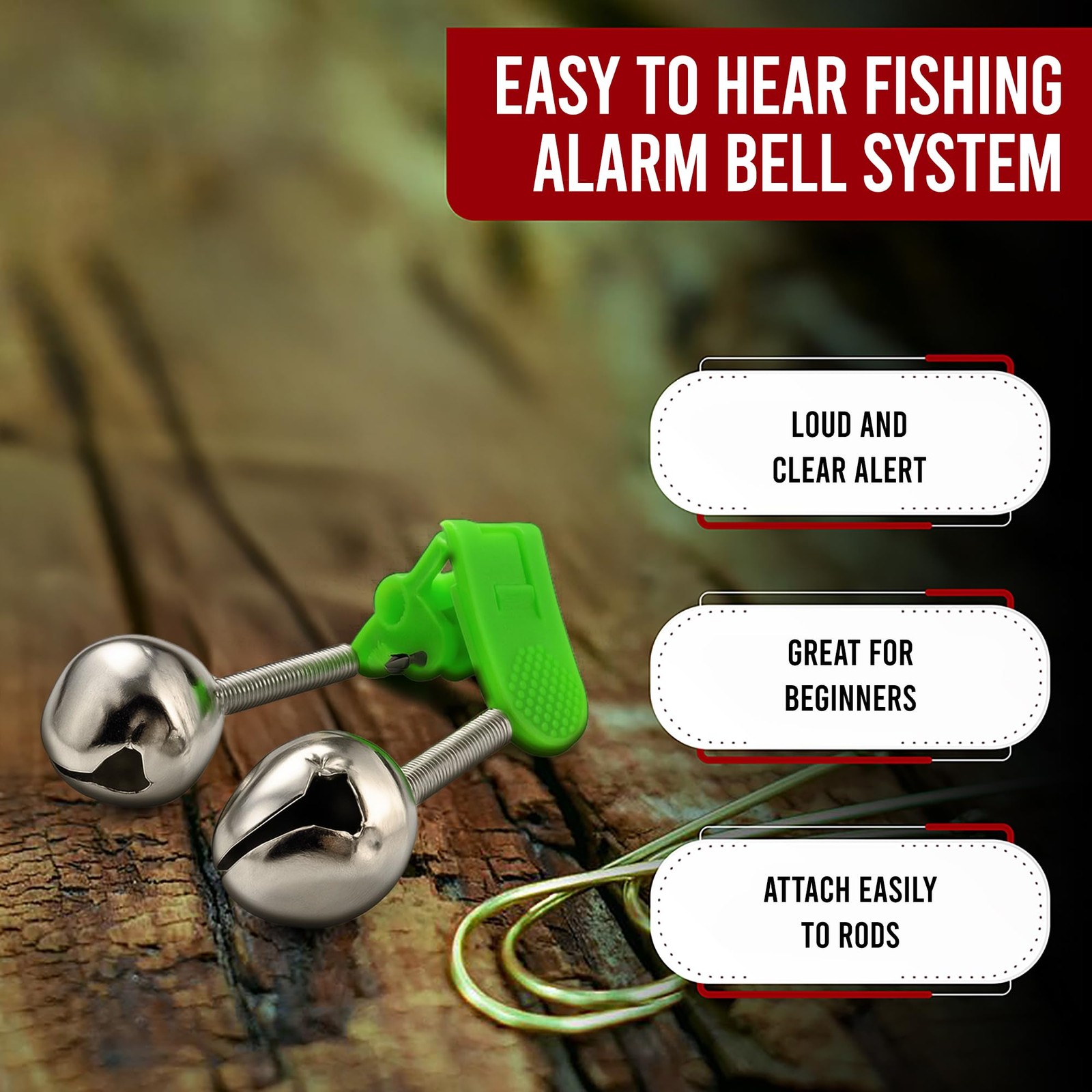 Fishing Bells for Rods Green and Silver